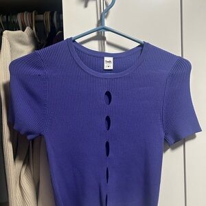 Twik Short Sleeve Ribbed Top in Vibrant Purple